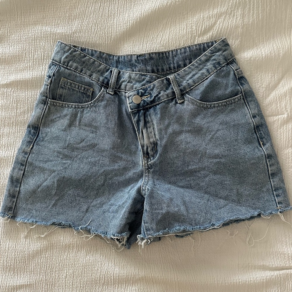Denim Crossover Jean Shorts